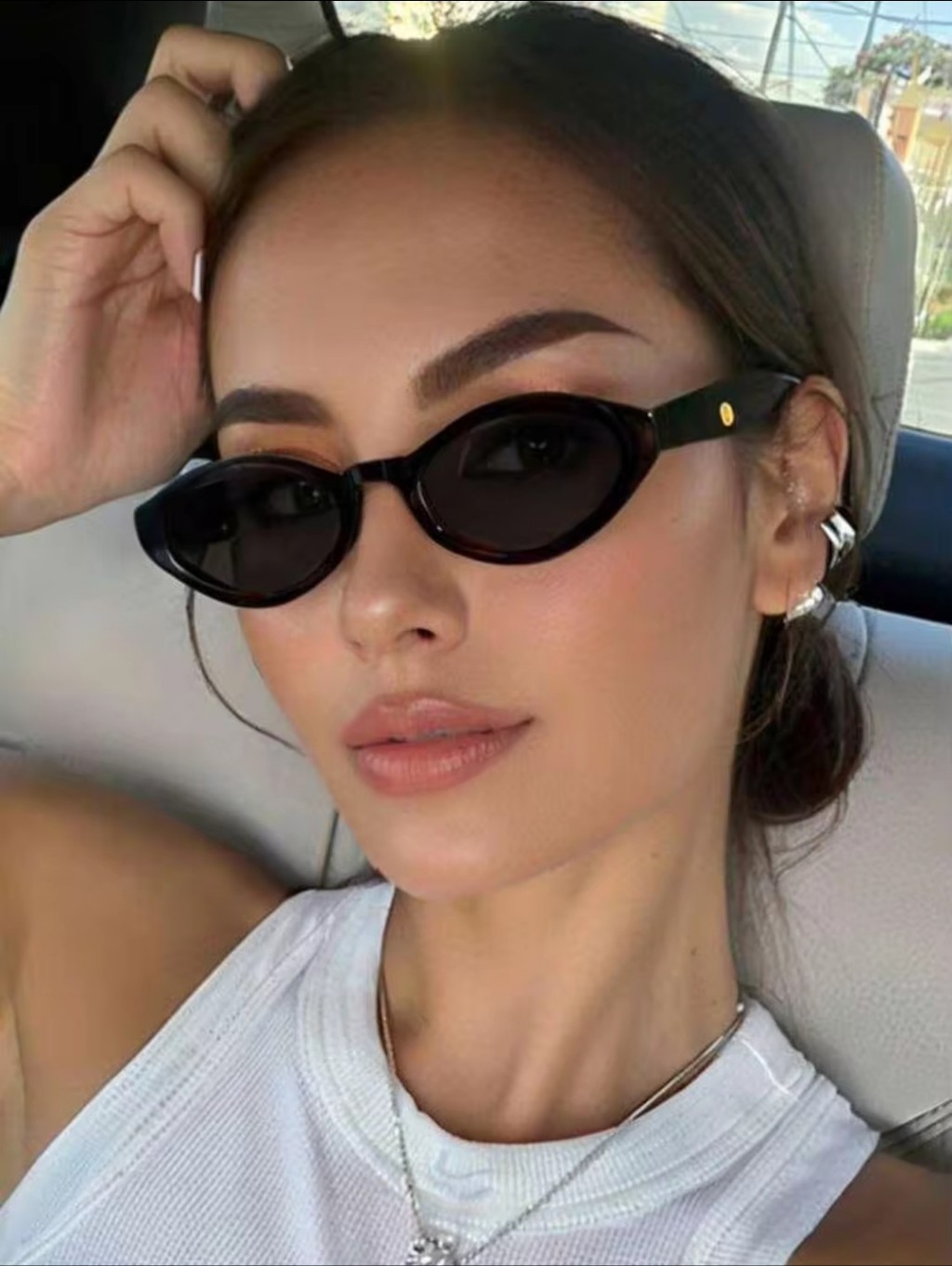 Women's Slim Cat-Eye Sunglasses - Black